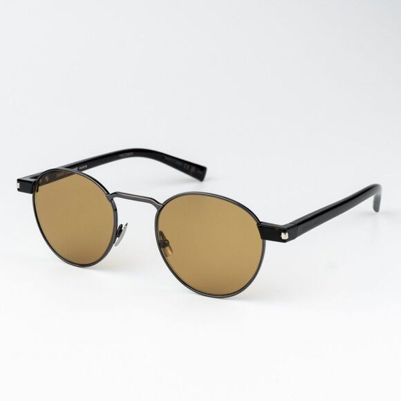 NEW Saint Laurent SL707 003 Ruthenium Grey Havana Nicotine Oval Unisex Sunglasse - Picture 3 of 10